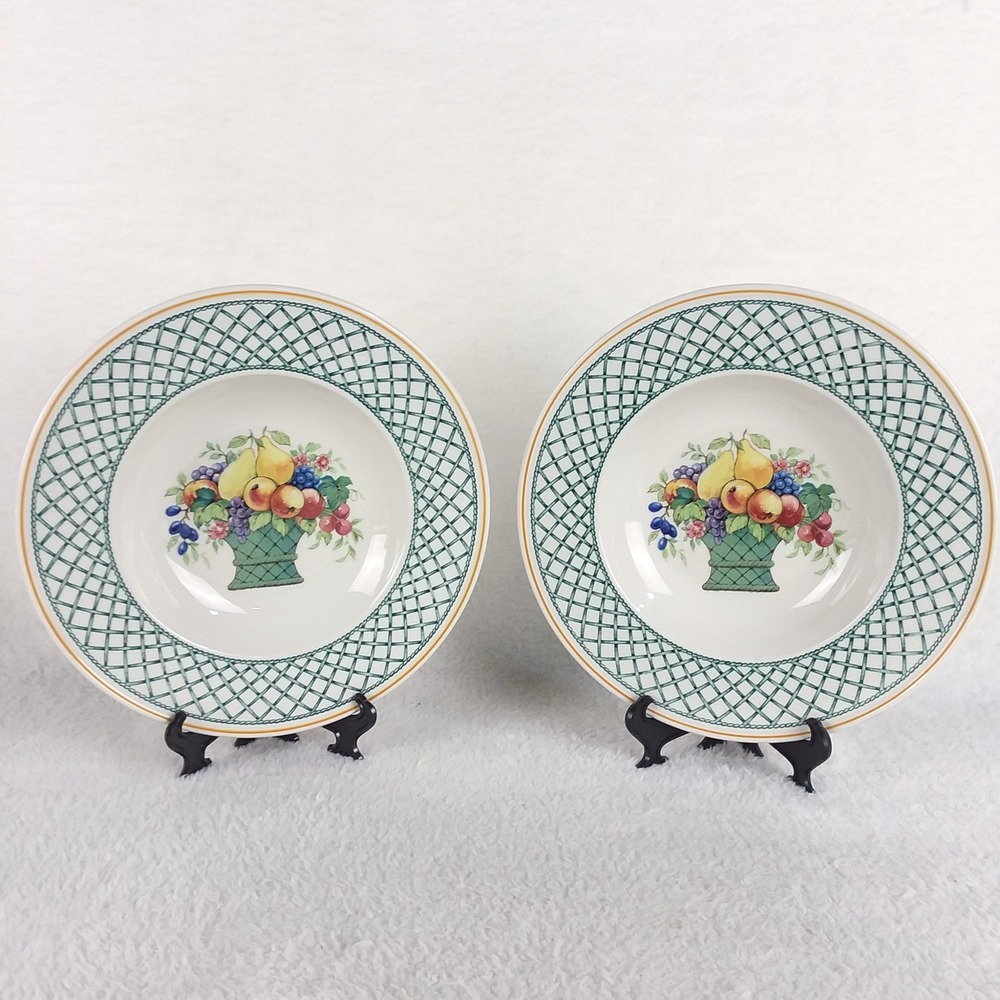 2 Villeroy &‎ Boch Basket Large Rim Soup Bowl 9 3/8" W Germany Vtg Discontinued